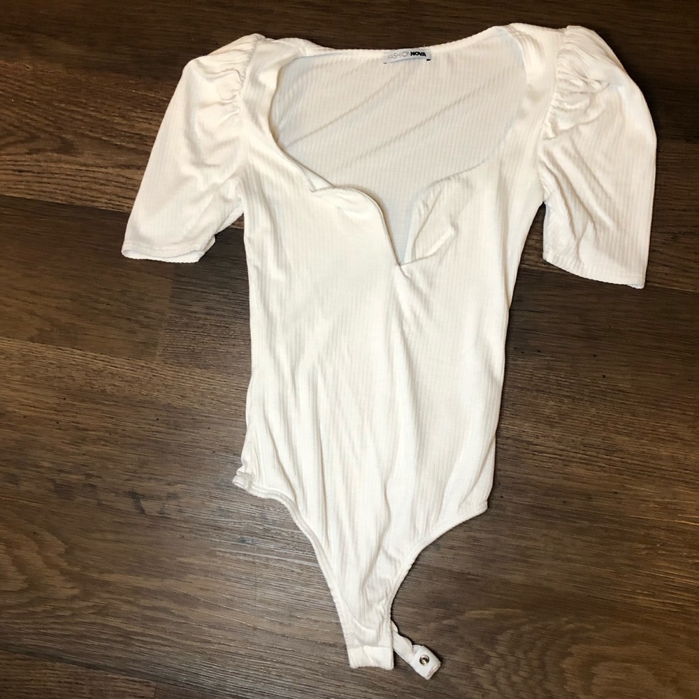 White low cut body suit